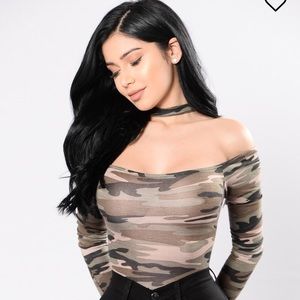 Camo choker bodysuit